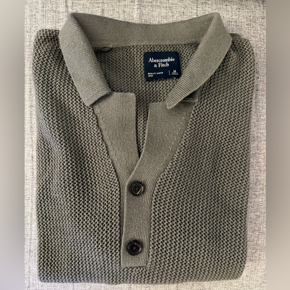 Abercrombie and Fitch M Knit Polo Green